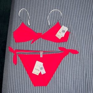 Lemlem bikini bathing suit. Size Large. Color is coral.